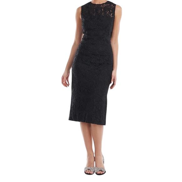 JS Collection dress Theodora Midi sleeveless sheath black size 2 - Picture 1 of 8